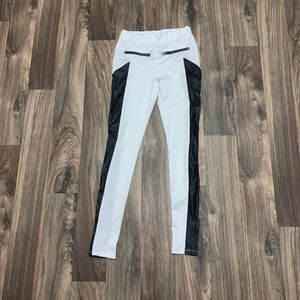 Leggings | White with Black Leather and Zippers